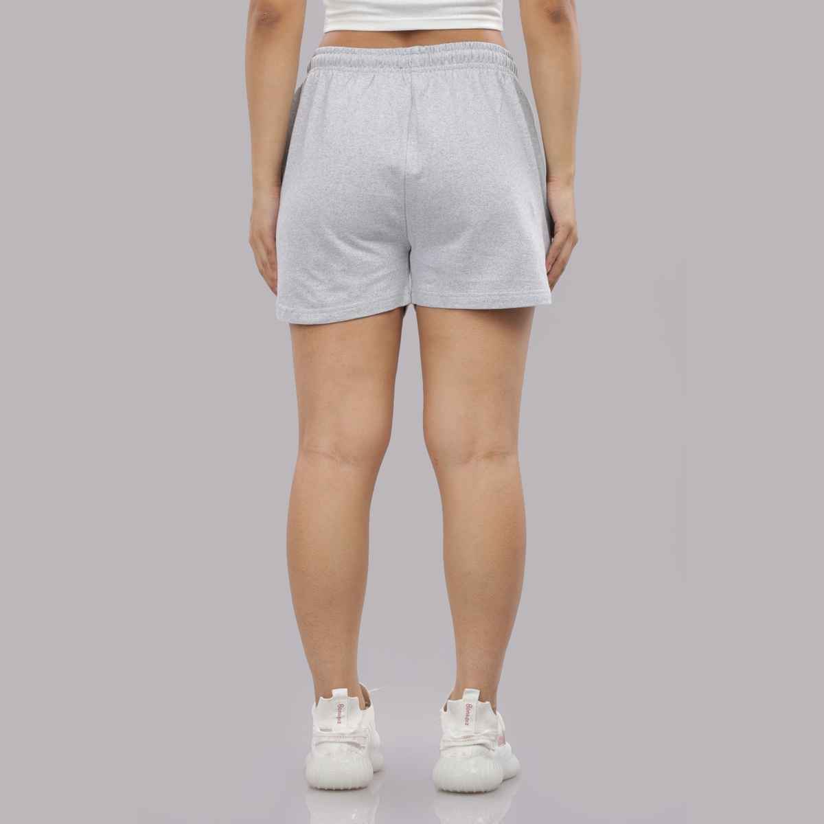 Springman Solid Grey Shorts With Elastic & Drawstring For Women | L