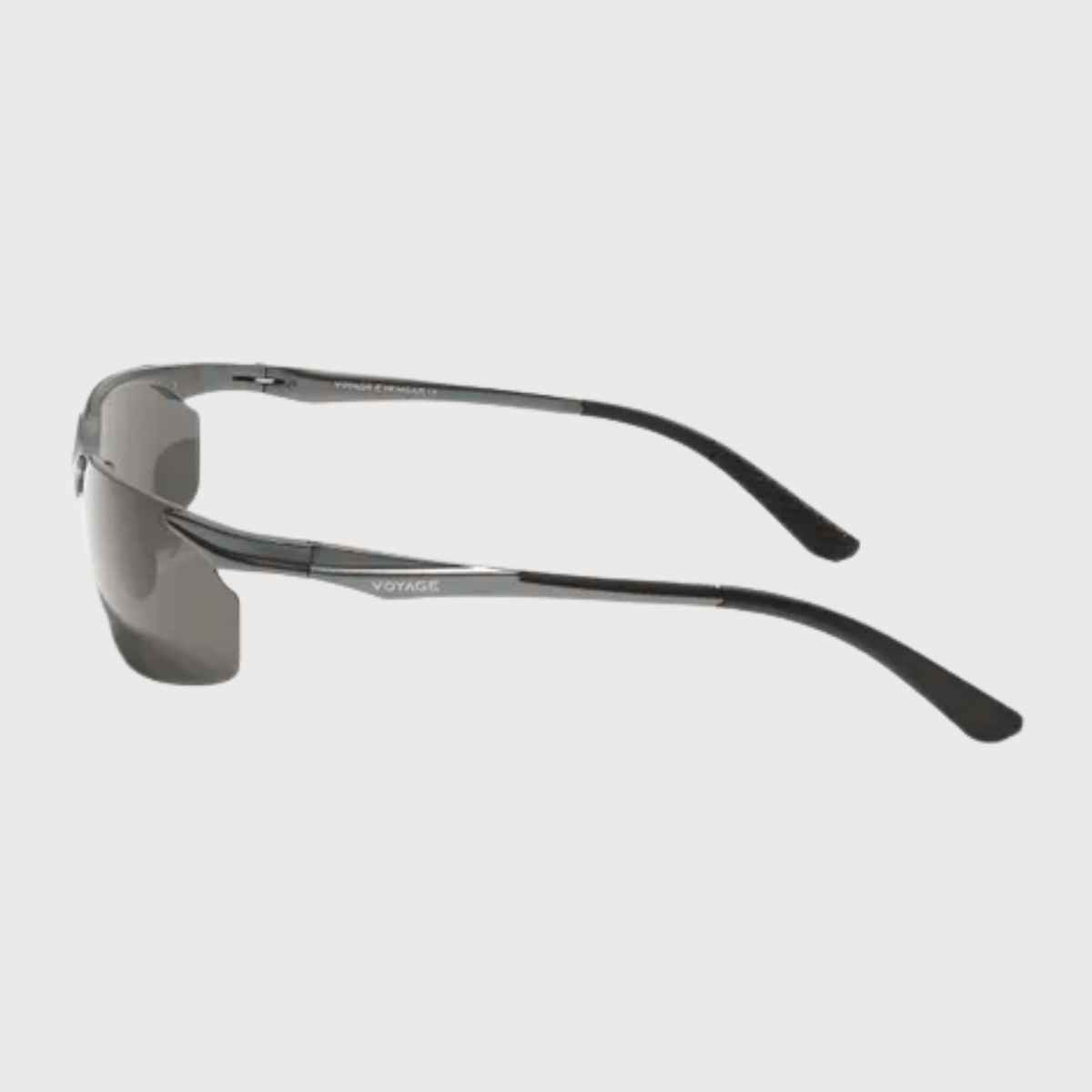 Voyage Unisex Geometric Aluminium Sunglasses | Black and Grey - L