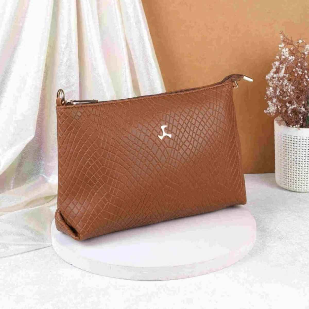 Mochi Tan Synthetic Sling Bag for Women | 66-7751-23