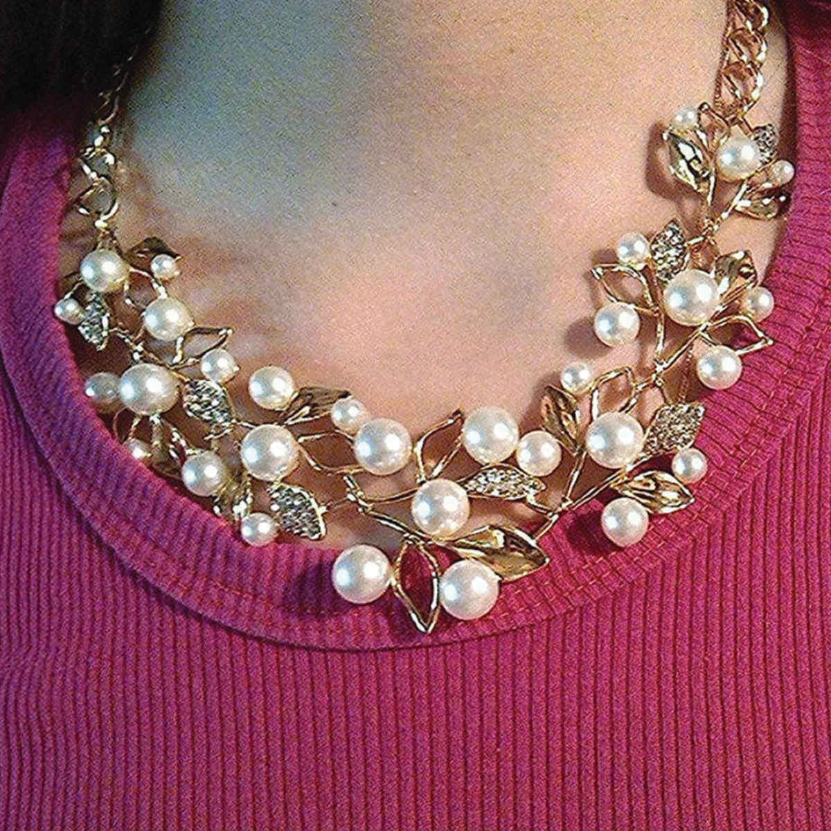 YouBella Stylish Latest Design Necklace Set Jewellery Set for Women (Golden)