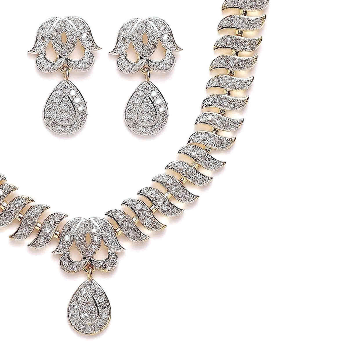 Youbella Jewellery American Diamond Necklace/Jewellery Set With Earrings For Women(Ybnk - 3081 - Fon)