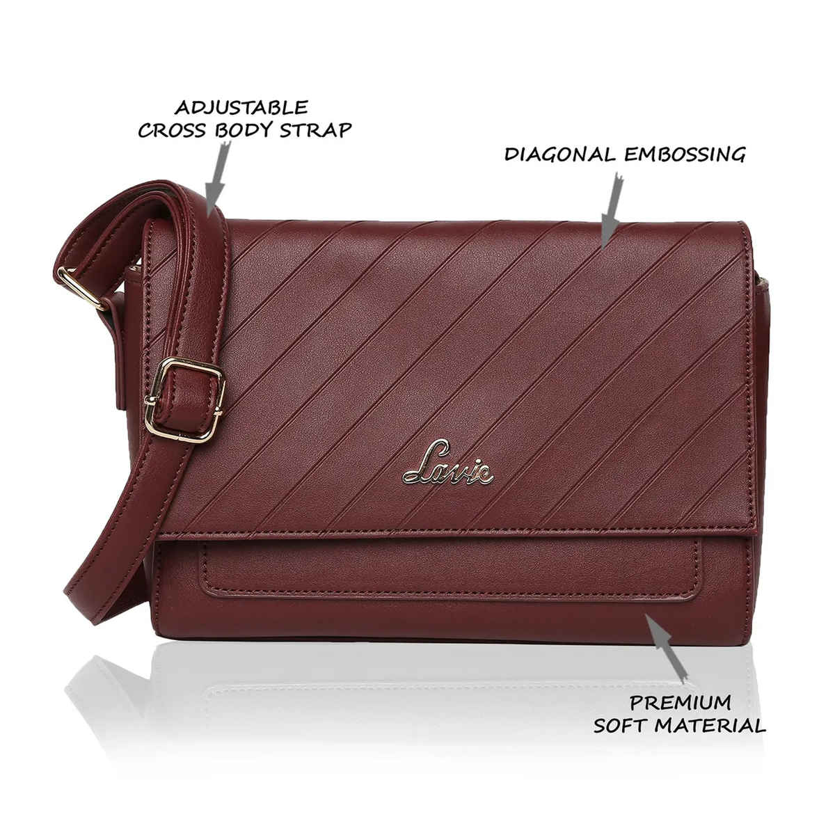 Lavie Women's Becca Polyester Sling Bag | Wine - S