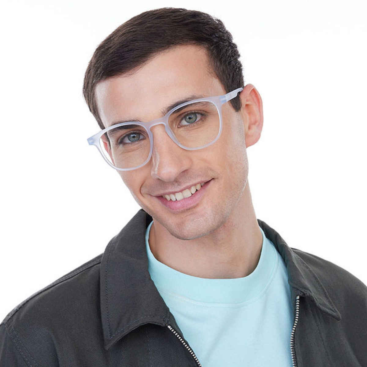 Lenskart Hustlr Unisex Solid TR90 Computer Glasses | Sky Blue - Large