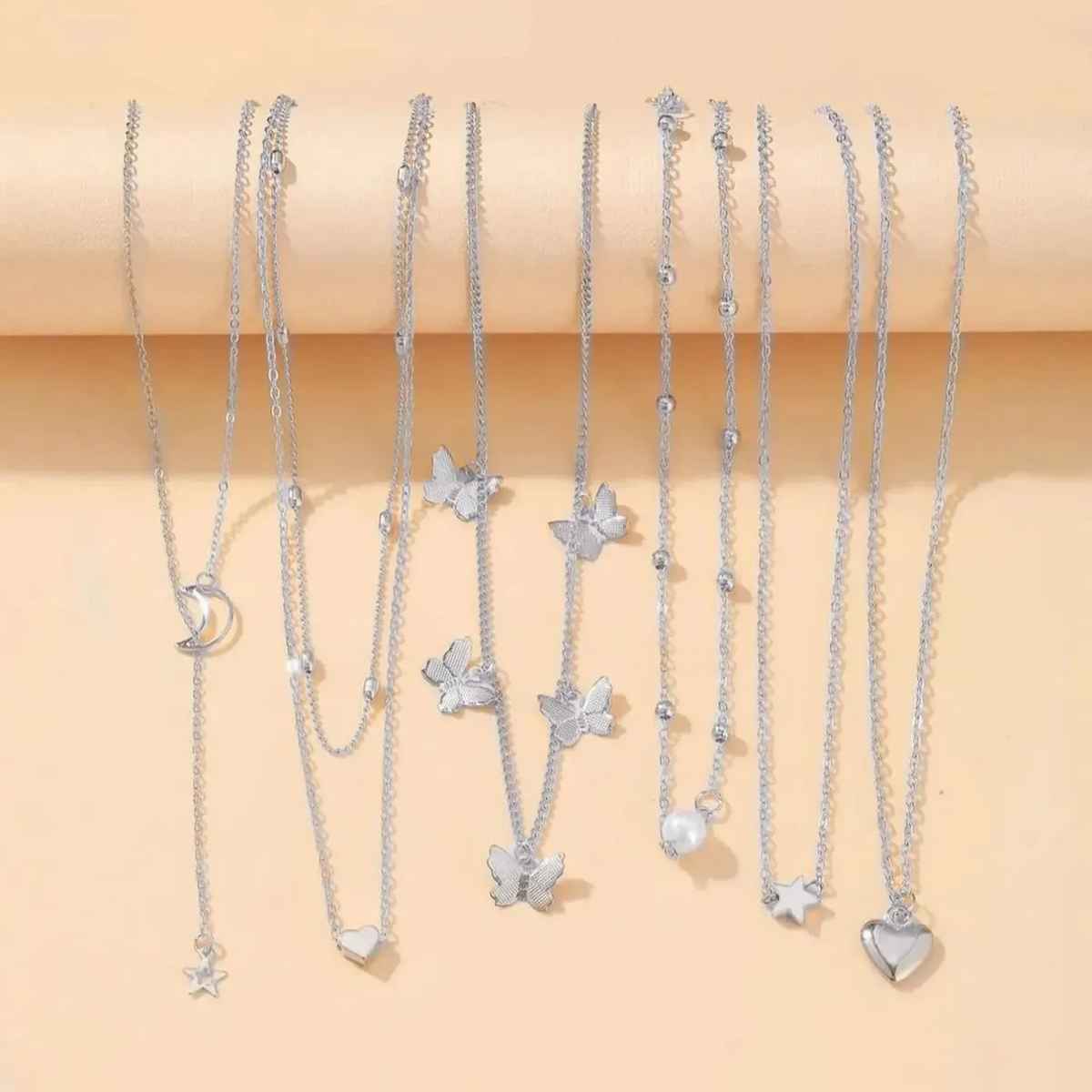 Shining Diva Fashion 6 Pcs Combo Latest Stylish Western Necklace Set for Women and Girls | 15857np