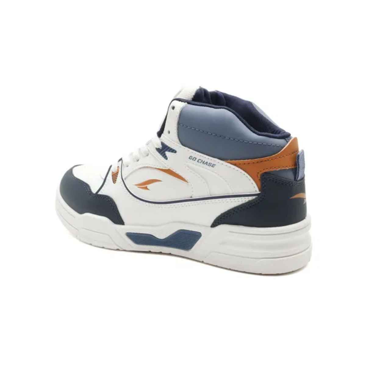 Asian Men's Casual Sneakers | Tango-11 | White, Navy, and Mustard - UK 6