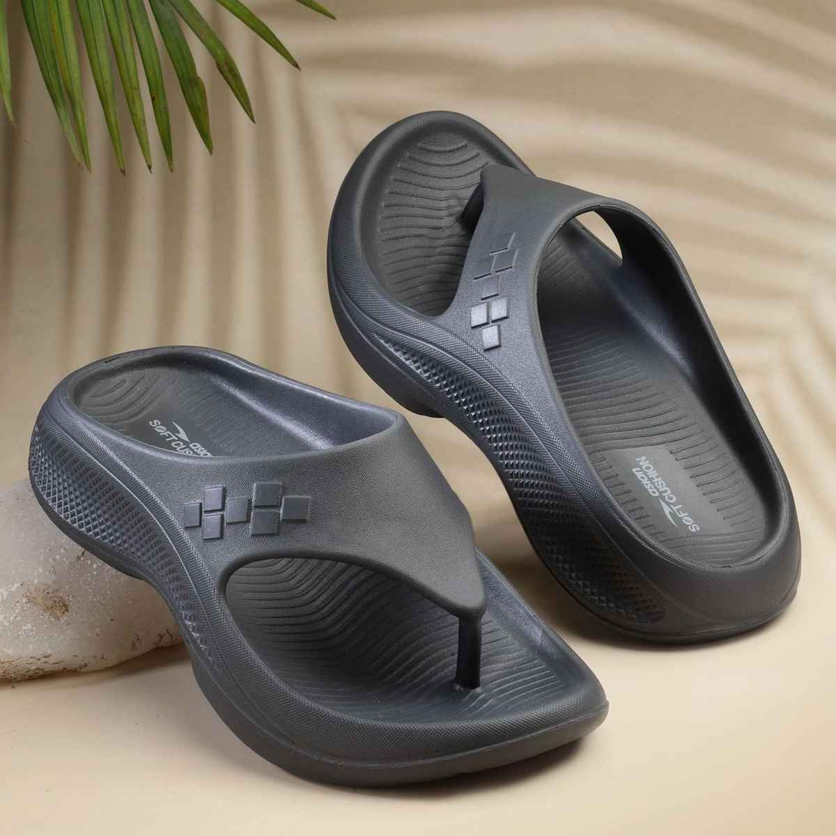 Asian Safari-01 Men Slippers Dark-Grey (Size-8)