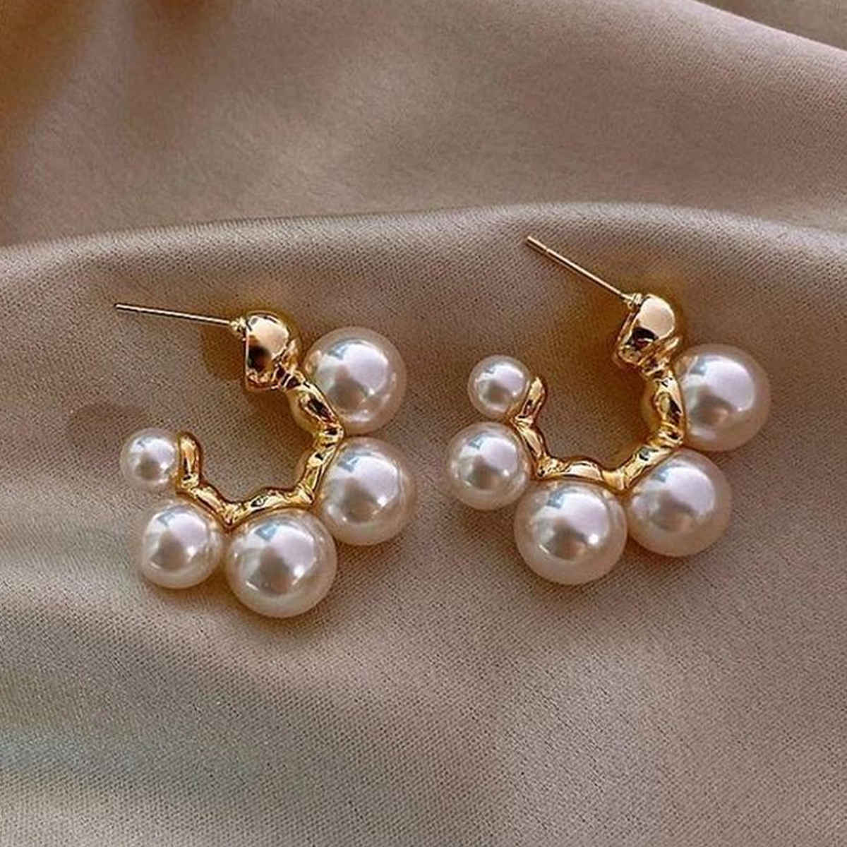 Estailo Fashion Women's Jewellery Earrings Gold White One Size | E0001366