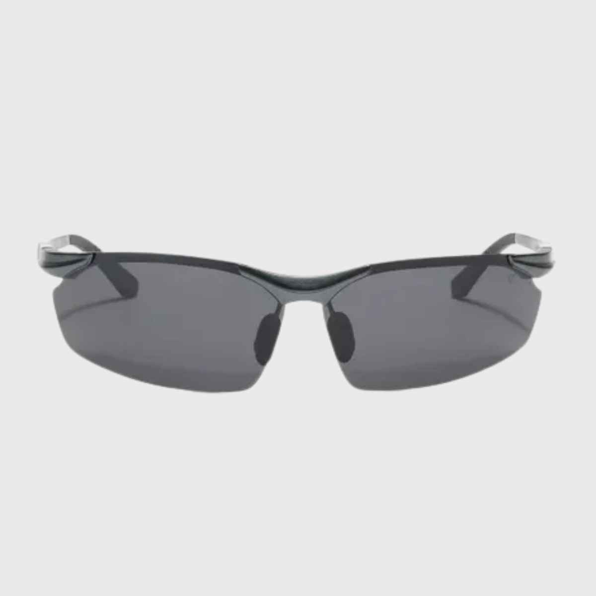 Voyage Unisex Geometric Aluminium Sunglasses | Black and Grey - L