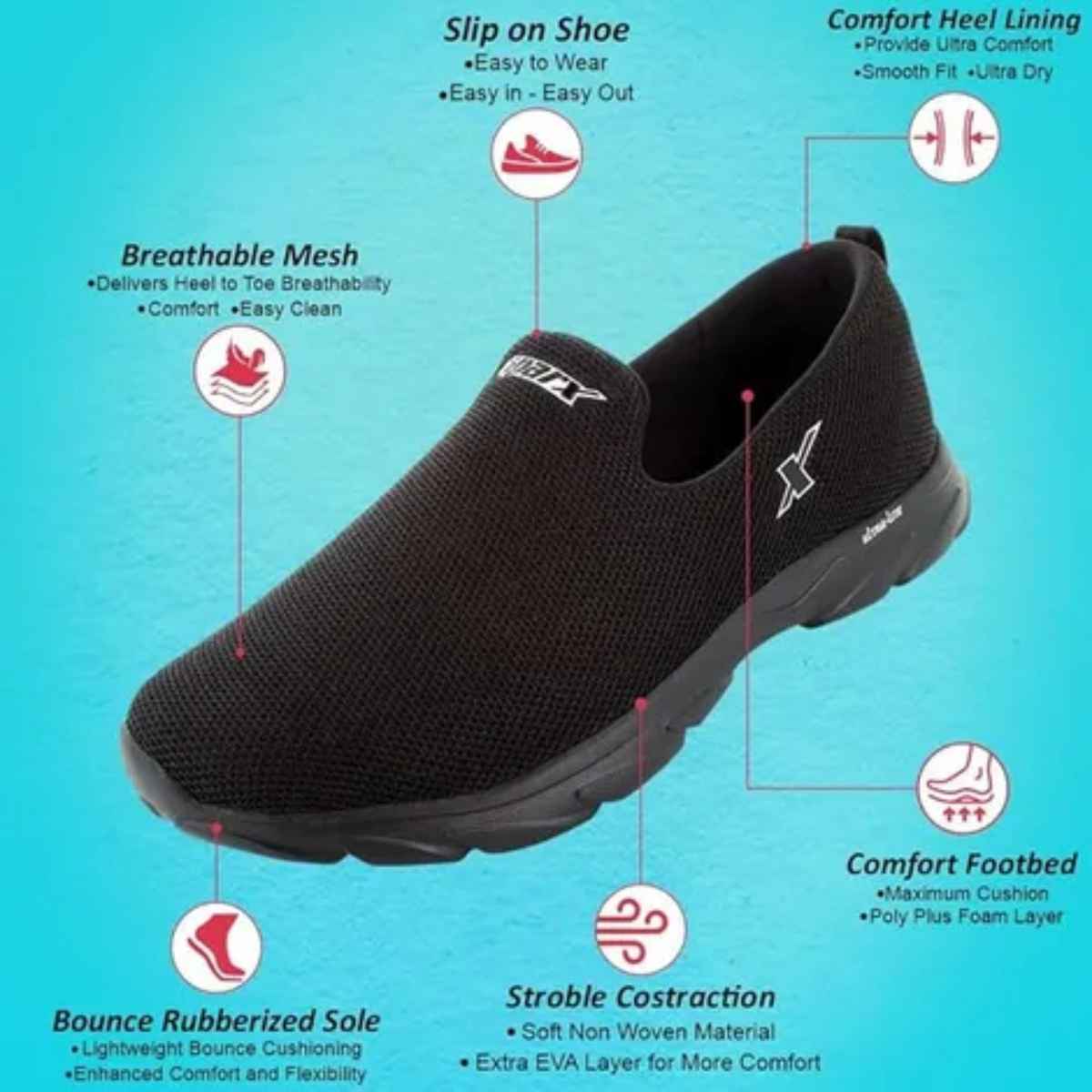 Sparx Sports Shoe SM-675 Black For Men - 6