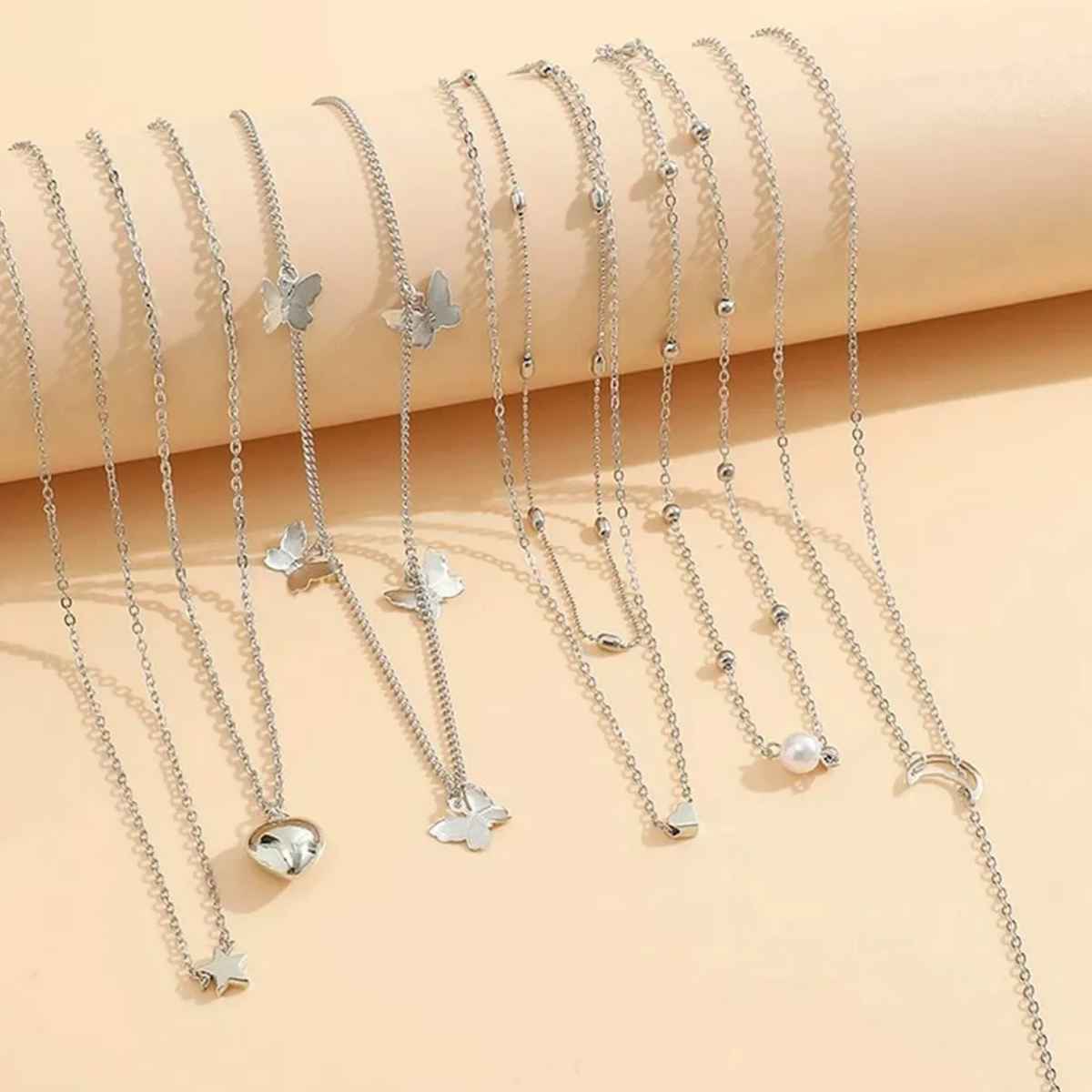 Shining Diva Fashion 6 Pcs Combo Latest Stylish Western Necklace Set for Women and Girls | 15857np