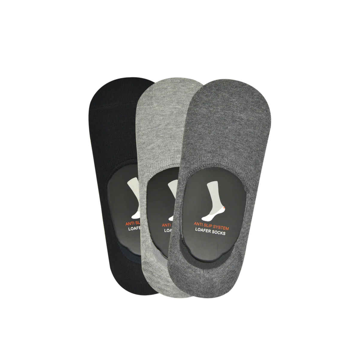 SocksXpress by Balenzia Men's Loafer Socks | Anti Slip Silicon | Black-L.Grey- D.Grey