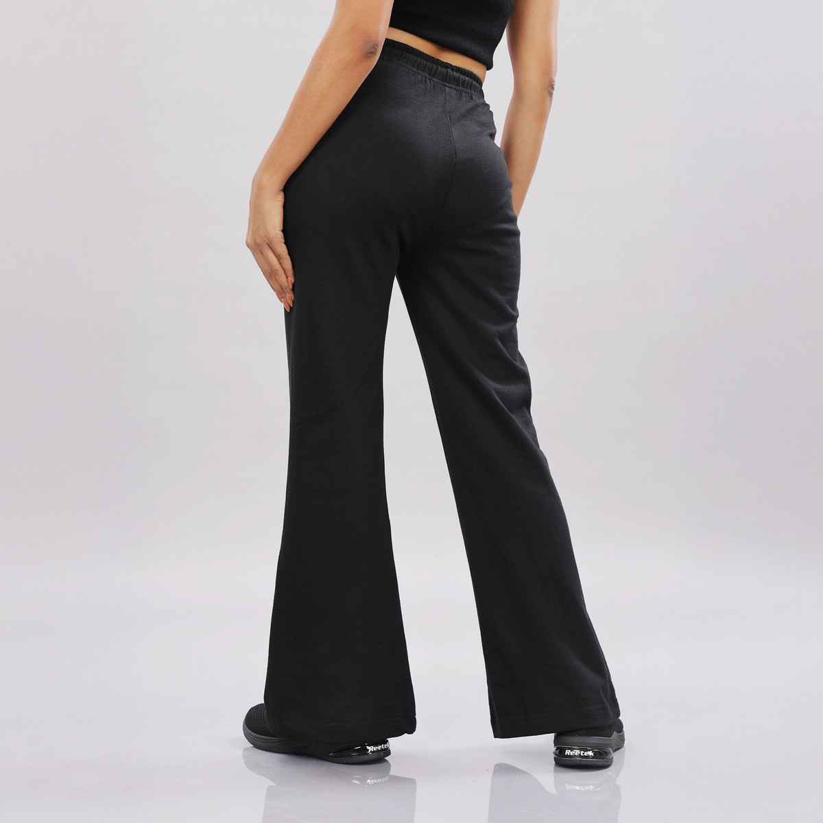 Springman Women's Solid Cotton Rich Baggy Track Pant | Black - XL