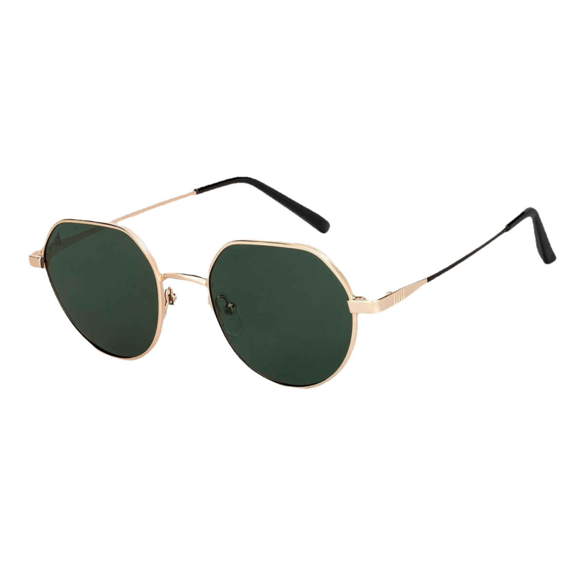 Vincent Chase By Lenskart Unisex Geometric Stainless Steel Round Sunglasses | Gold Green - S