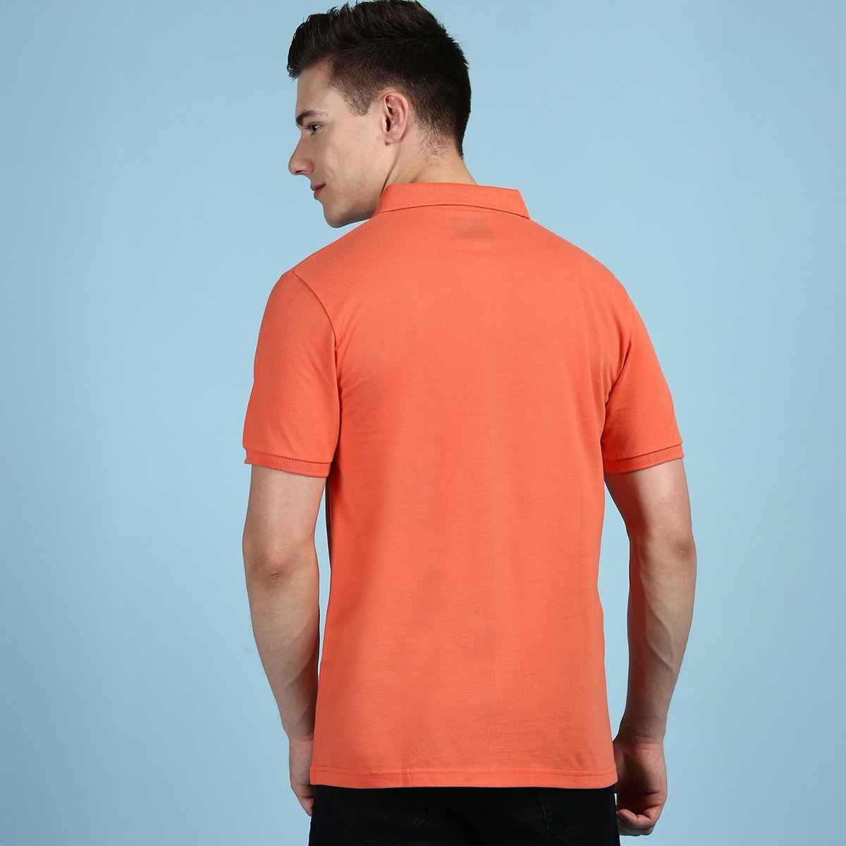 Lux Cozi Men's Solid Cotton Polo T-shirt with Pocket | Apricot - S