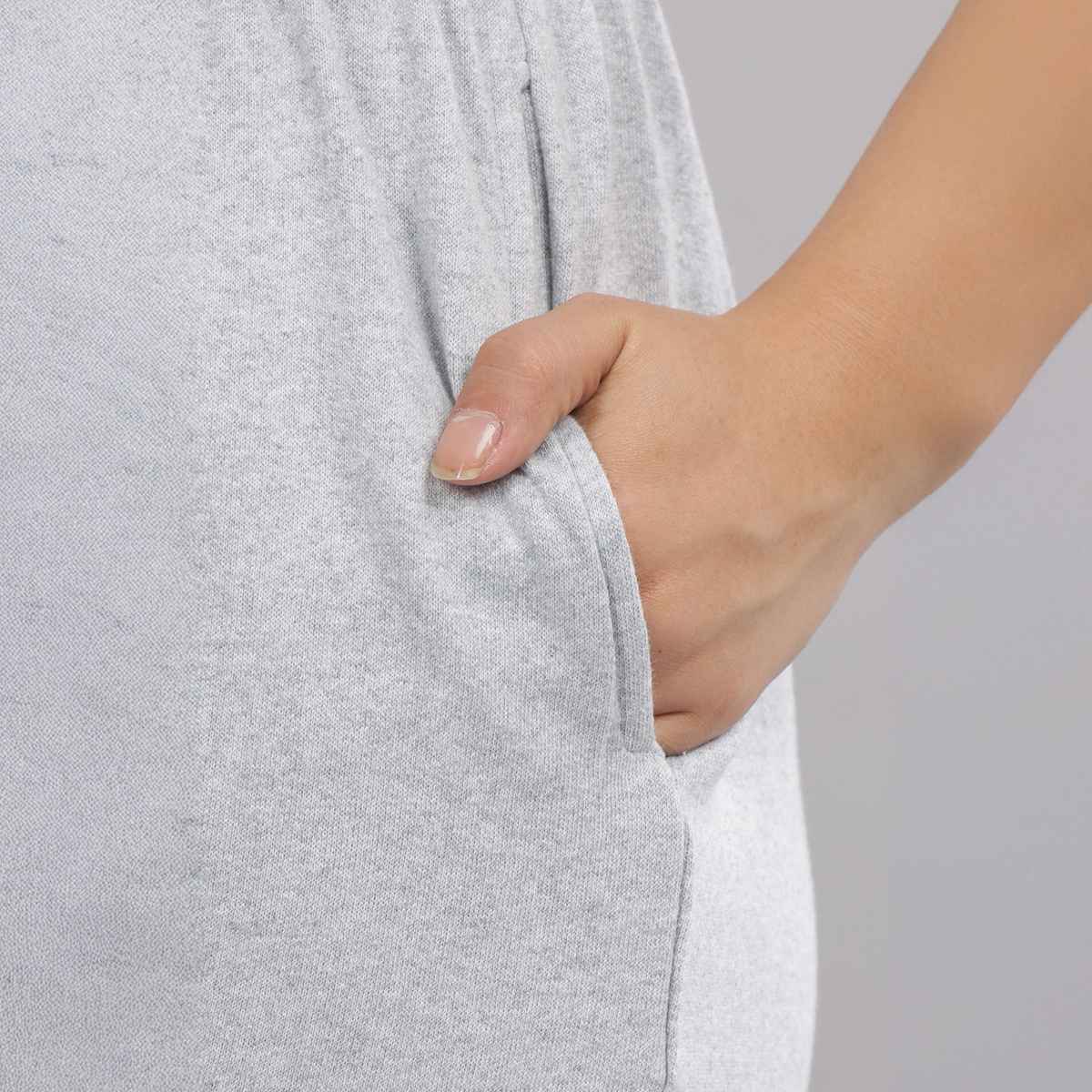 Springman Solid Grey Shorts With Elastic & Drawstring For Women | M