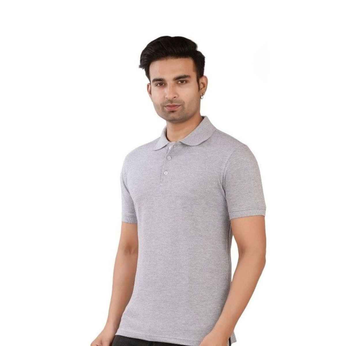 EQL Men's Cotton Solid Lightweight & Breathable Polo T-shirt | Grey - L