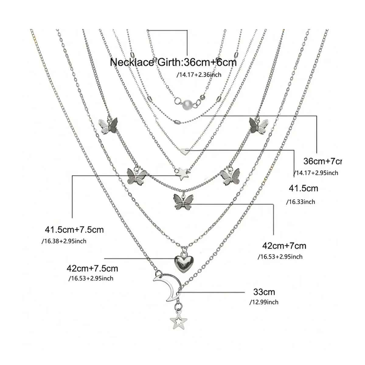 Shining Diva Fashion 6 Pcs Combo Latest Stylish Western Necklace Set for Women and Girls | 15857np