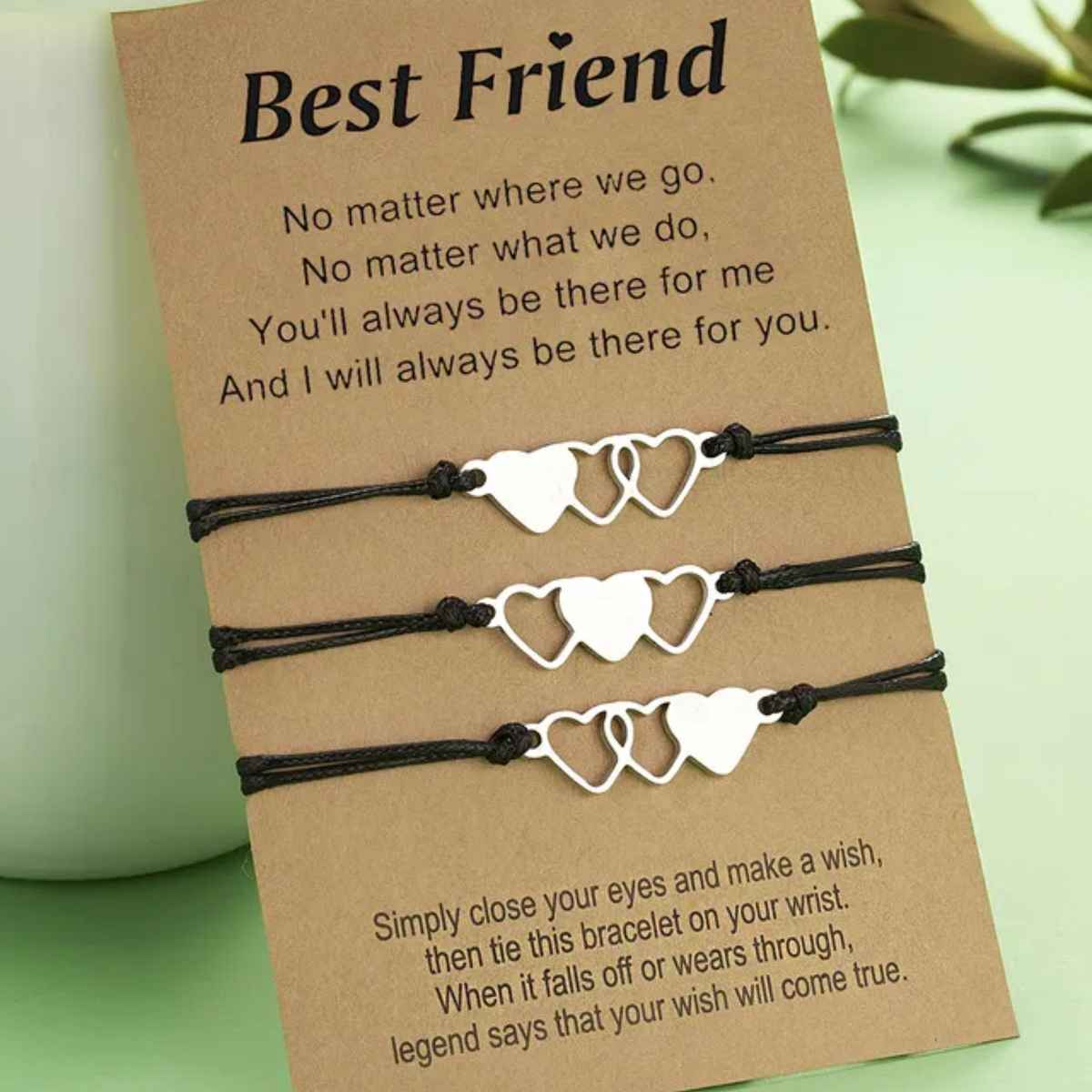 Yellow Chimes Women Set Of 3 Black & Silver-Toned Heart Design Wraparound Bracelet