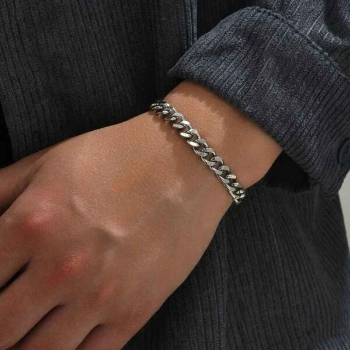 SALTY Alpha Classic Cuban Bracelet for Men and Boys| Anti-Tarnish | Silver