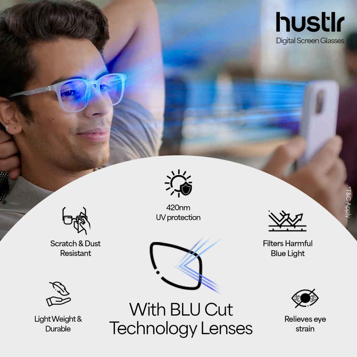 Lenskart Hustlr Unisex Solid Plastic Computer Glasses | Blue Sky - L