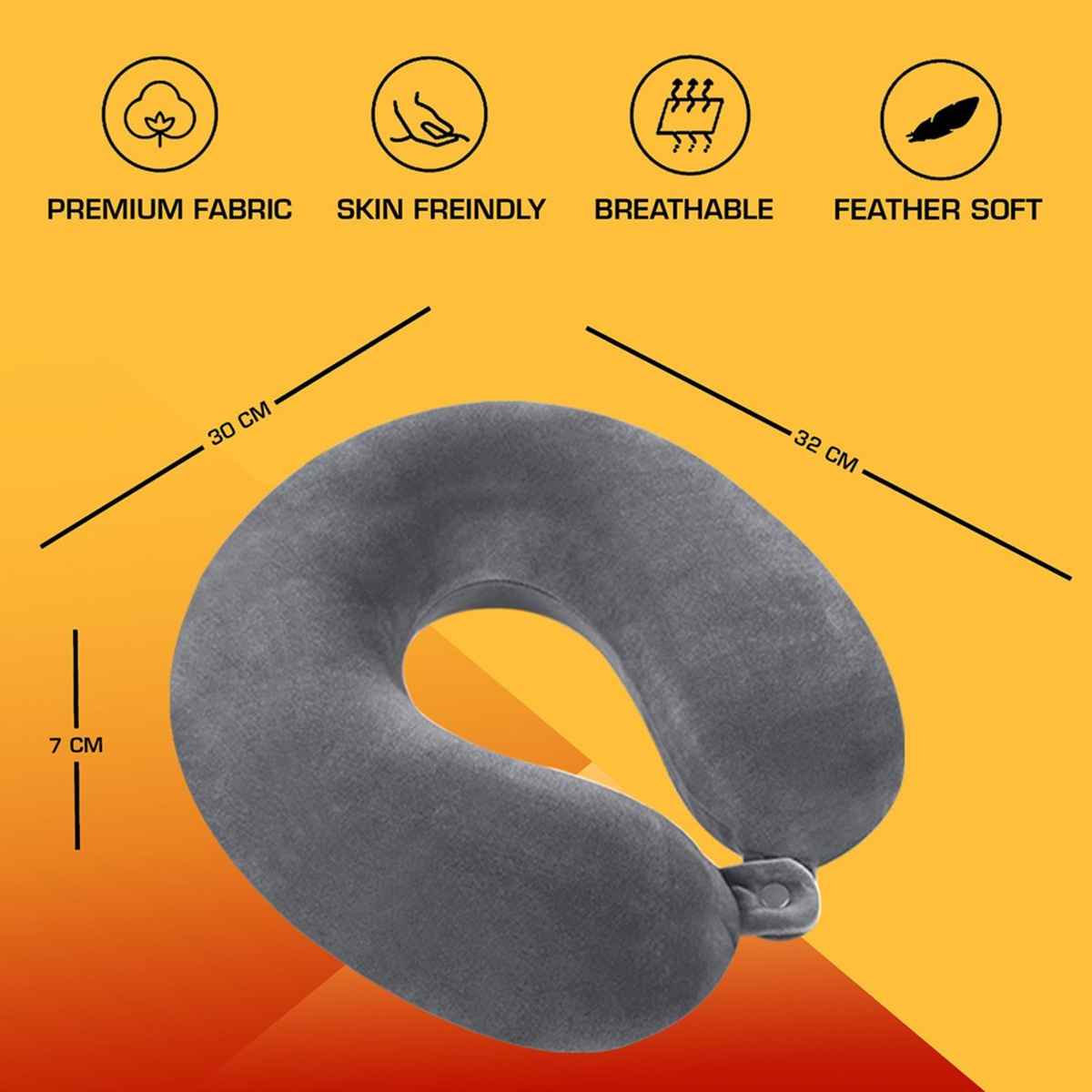 Billebon Unisex Fiber Neck Pillow | Grey - One Size