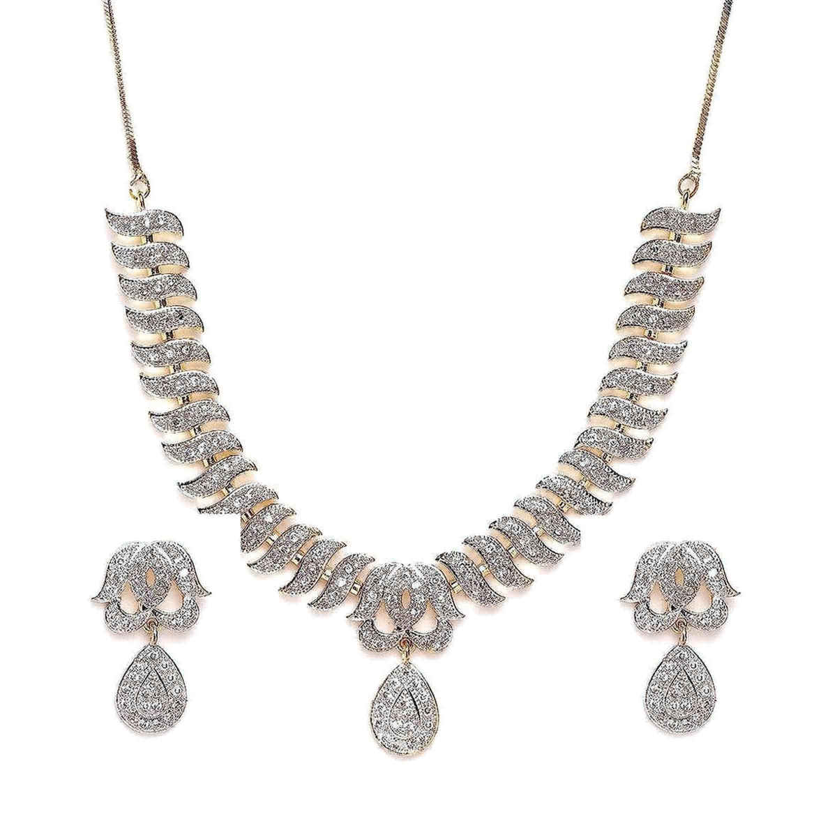 Youbella Jewellery American Diamond Necklace/Jewellery Set With Earrings For Women(Ybnk - 3081 - Fon)