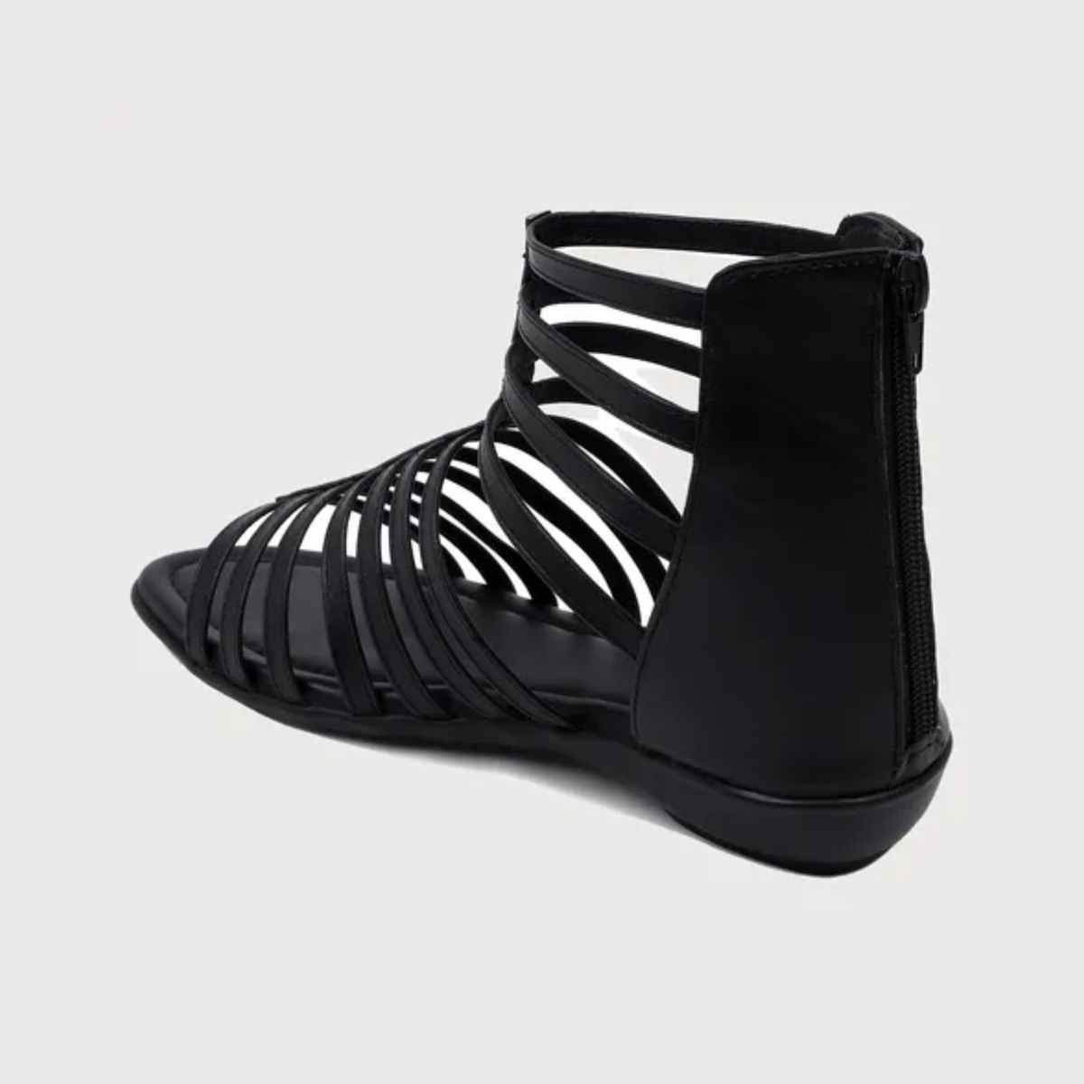 Trase Women Fashion Flat Gladiator Sandals - Black | 4 UK