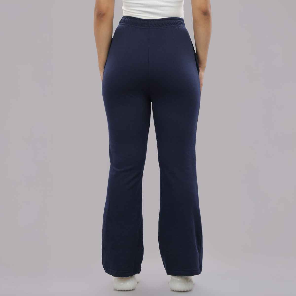 Springman Women's Solid Cotton Rich Baggy Track Pant | Blue - S