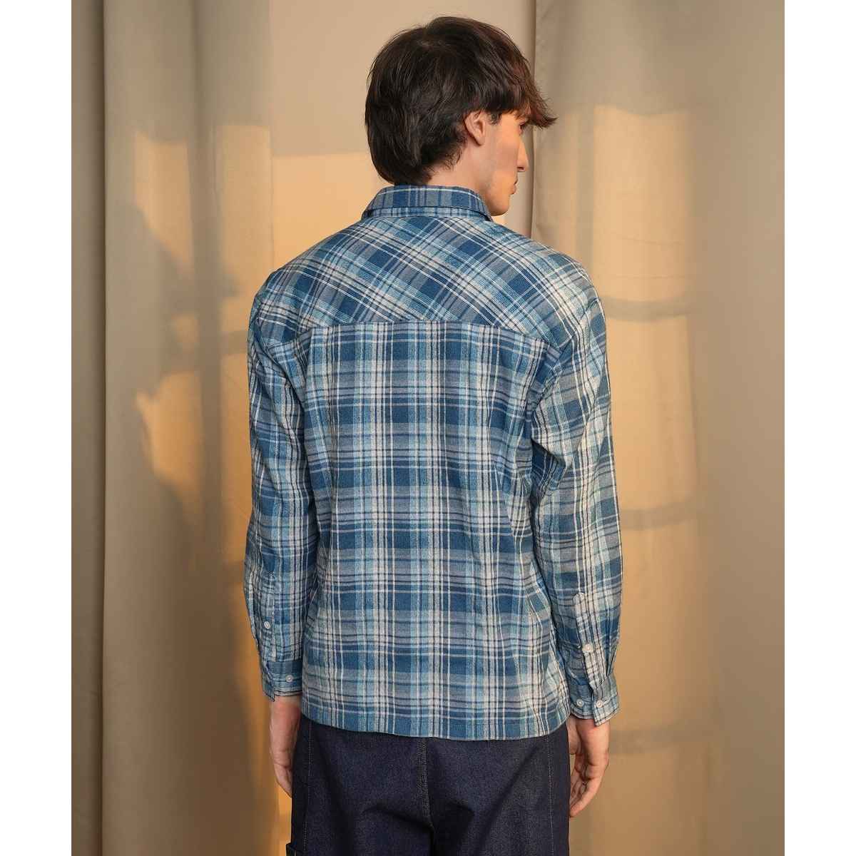 Campus Sutra Men's Tartan Plaid Shirt | Multicolour - M