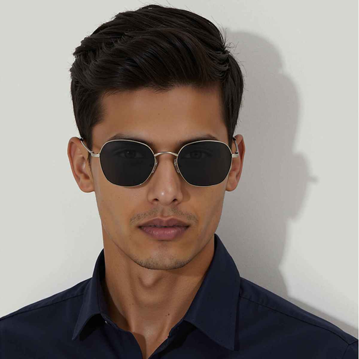 Vincent Chase by Lenskart Unisex Polarized Geometric Sunglasses | Medium | Silver & Grey