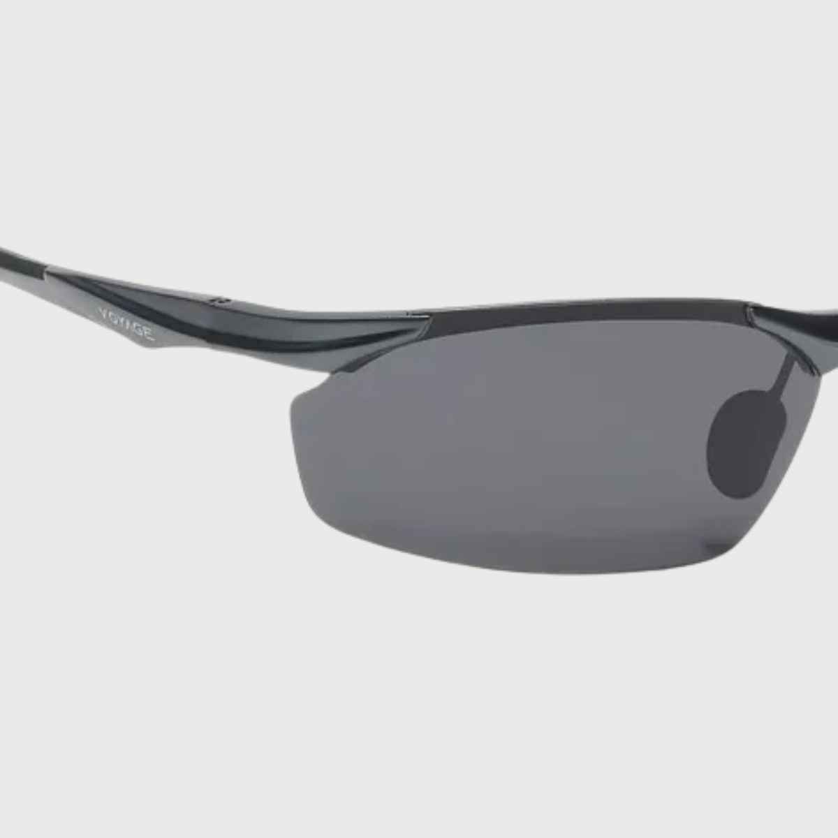 Voyage Unisex Geometric Aluminium Sunglasses | Black and Grey - L