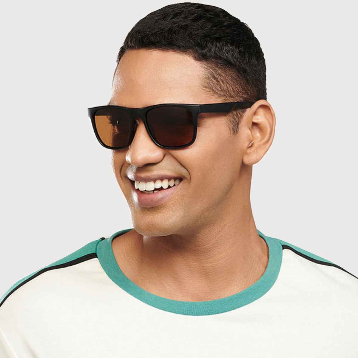 Vincent Chase By Lenskart Unisex Solid Polycarbonate Wayfarer Sunglasses | Black and Brown - L
