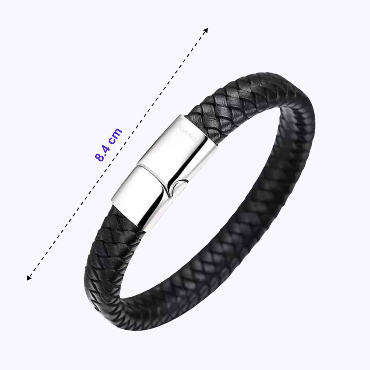 SALTY Alpha Avrum Leather Bracelet for Men and Boys| Anti-Tarnish | Black