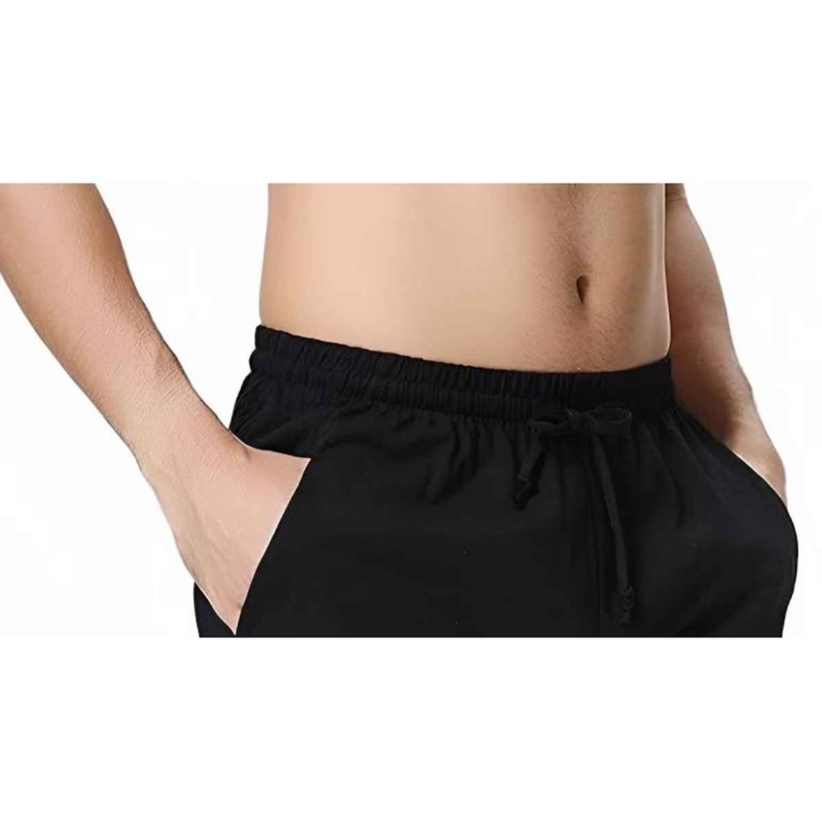 Springman Solid French Terry With Elastic & Drawstring Shorts For Men's | Black | S