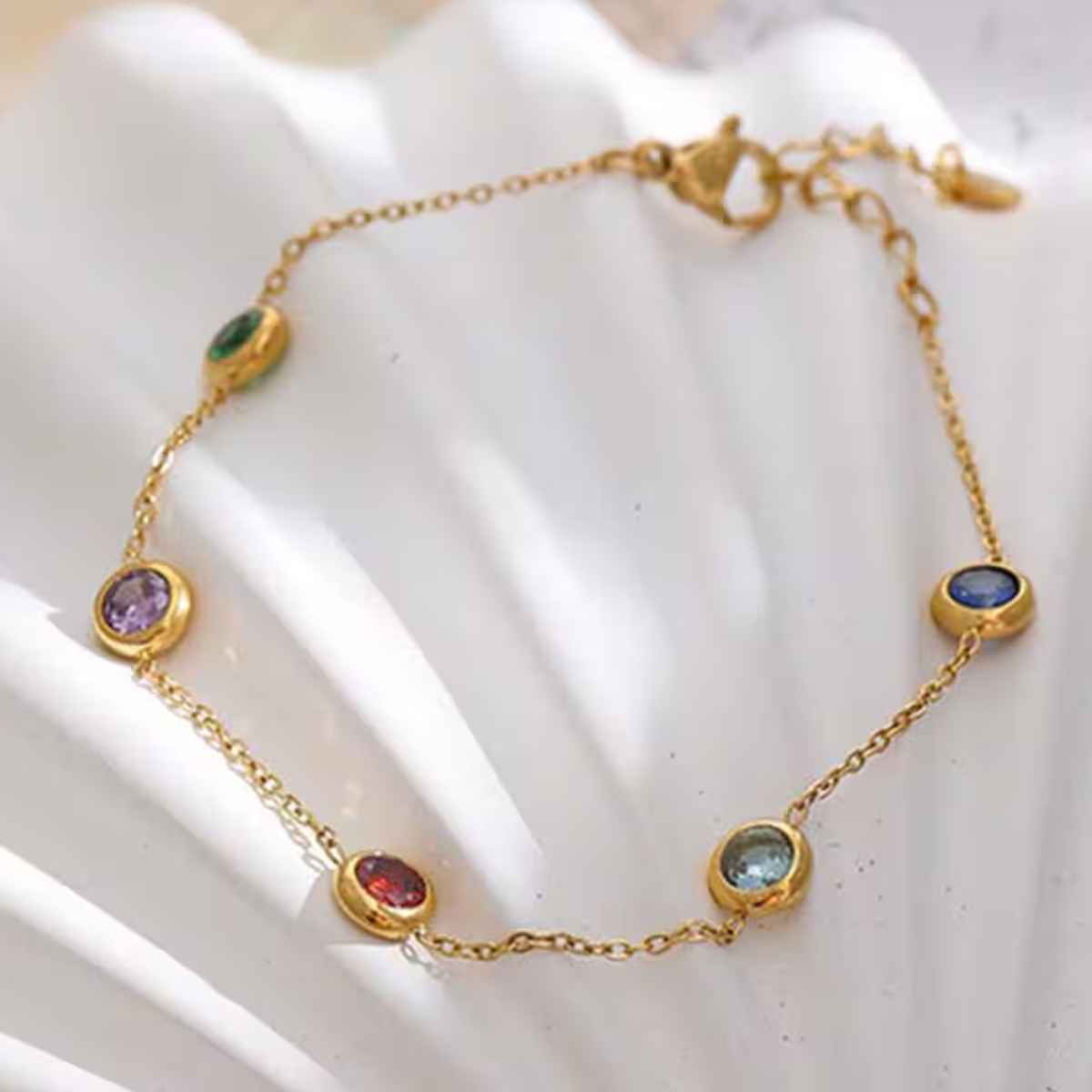 Just Lil Things Multicolor Penta Stone Gold Bracelets | Jltb0228