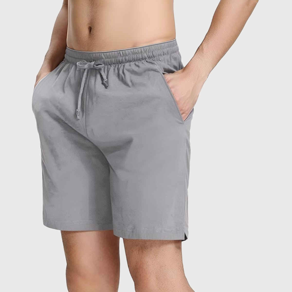 Springman Solid French Terry With Elastic & Drawstring Shorts For Men's | Grey | L
