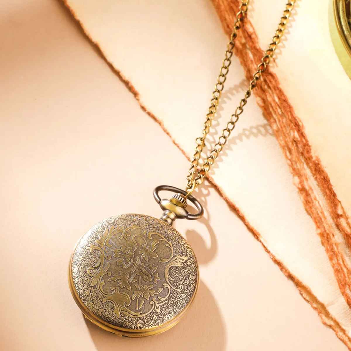Yellow Chimes Golden Pocket Watch Pendant for Men, Dual Purpose Stainless Steel