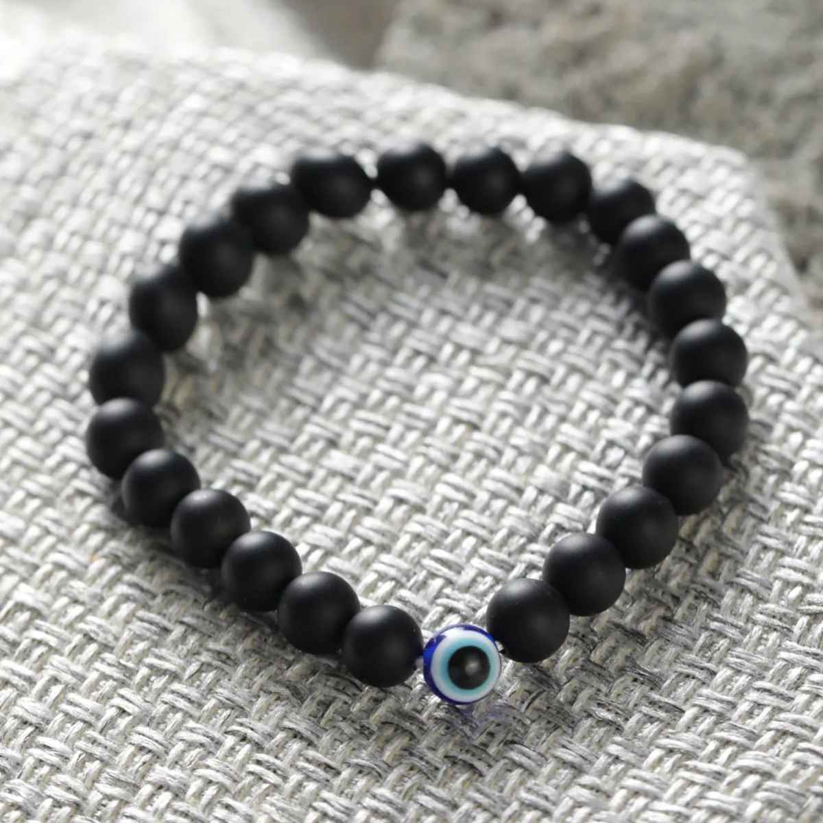 Bold By Priyaasi Black Evil Eye Beaded Bracelet For Men