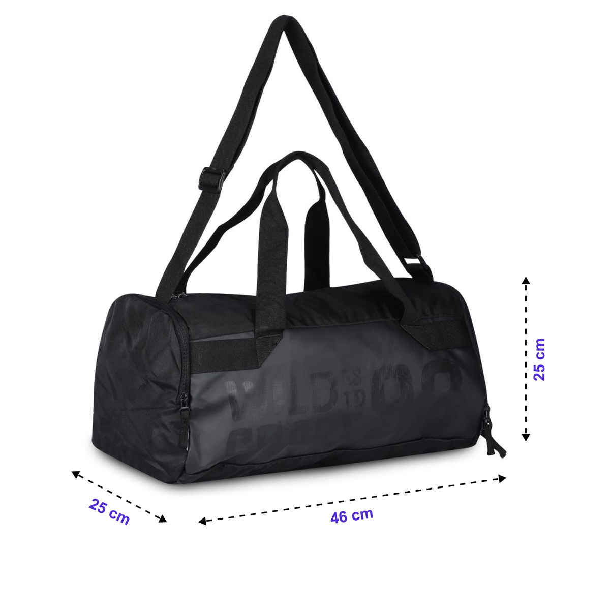 Wildcraft Unisex Textured Polyester 30 L Gym Duffel Bag | Black