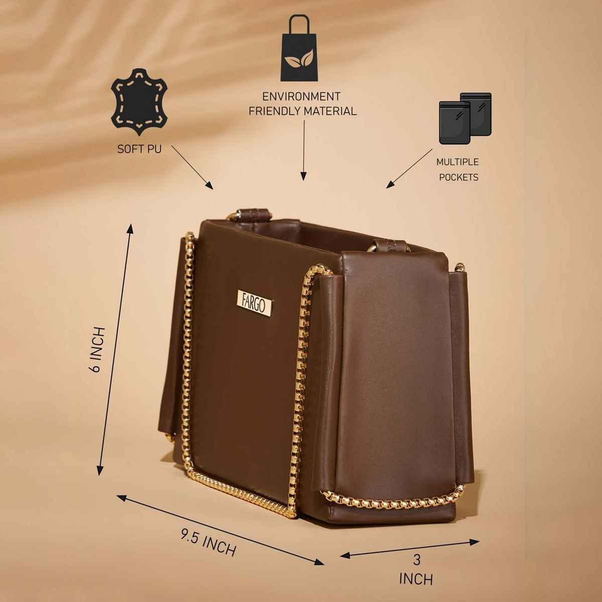 Fargo Women's Vegan Leather Bucket Sling Bag | Brown