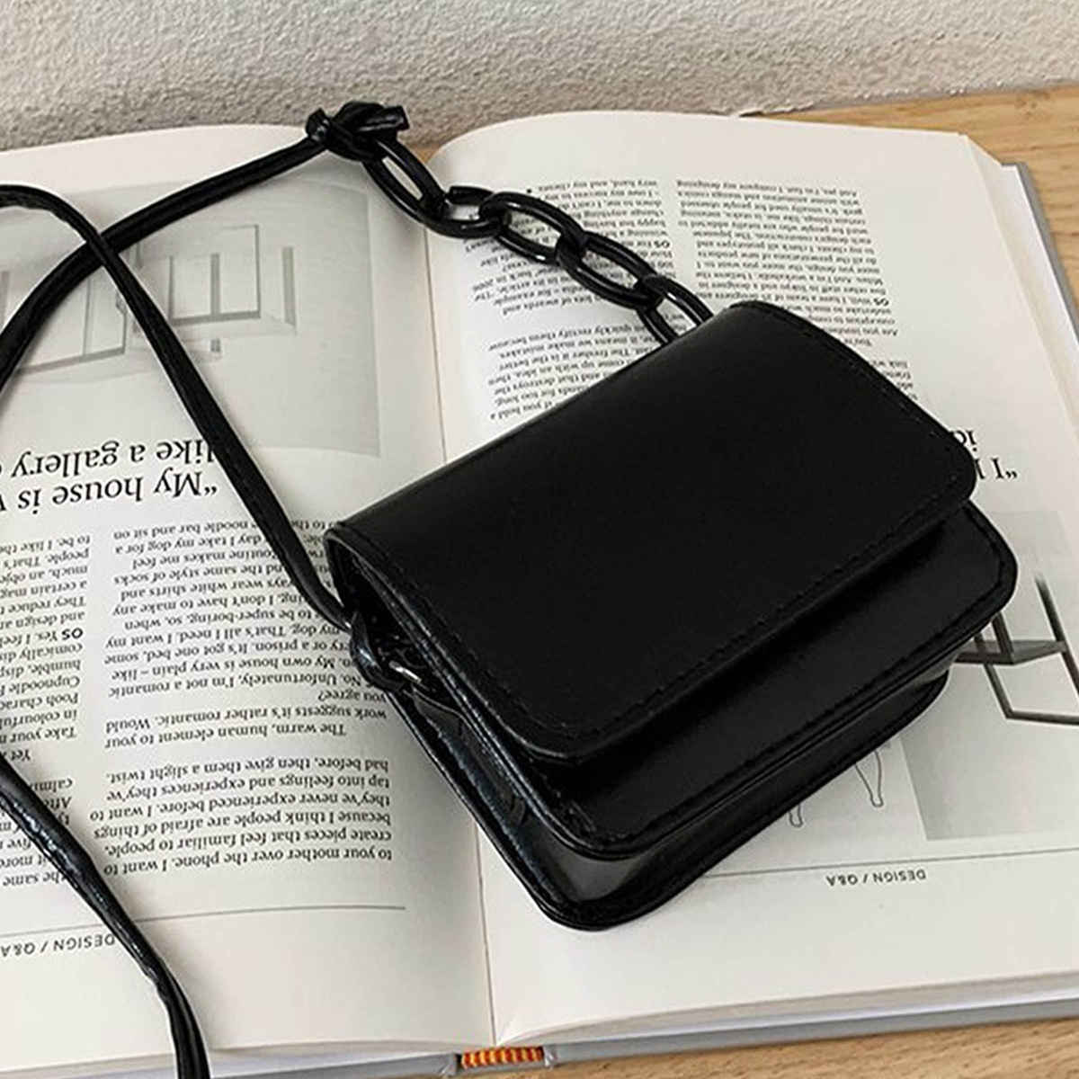 Styli Women's Flap Over Construct Shoulder Bag | Black - Free Size