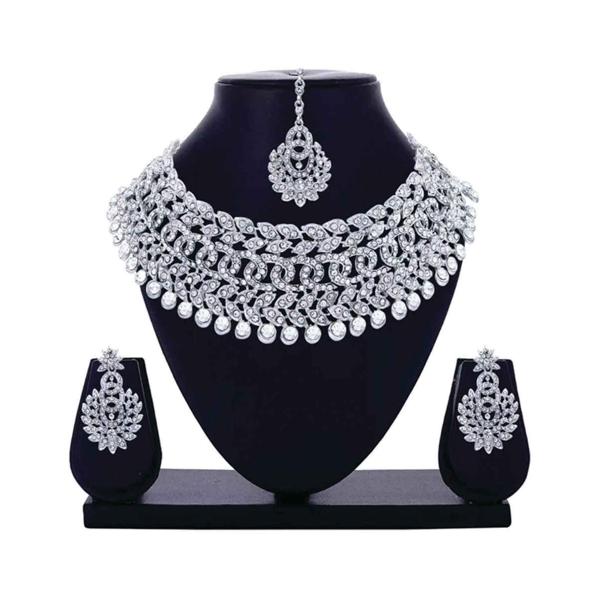 Sukkhi Delicate Party Wear Diamond Necklace Earring Jewellery Set For Women & Girls