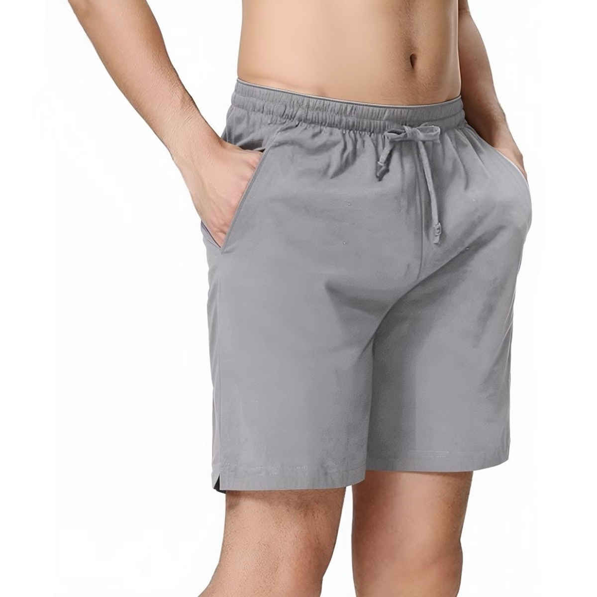 Springman Solid French Terry With Elastic & Drawstring Shorts For Men's | Grey | XL