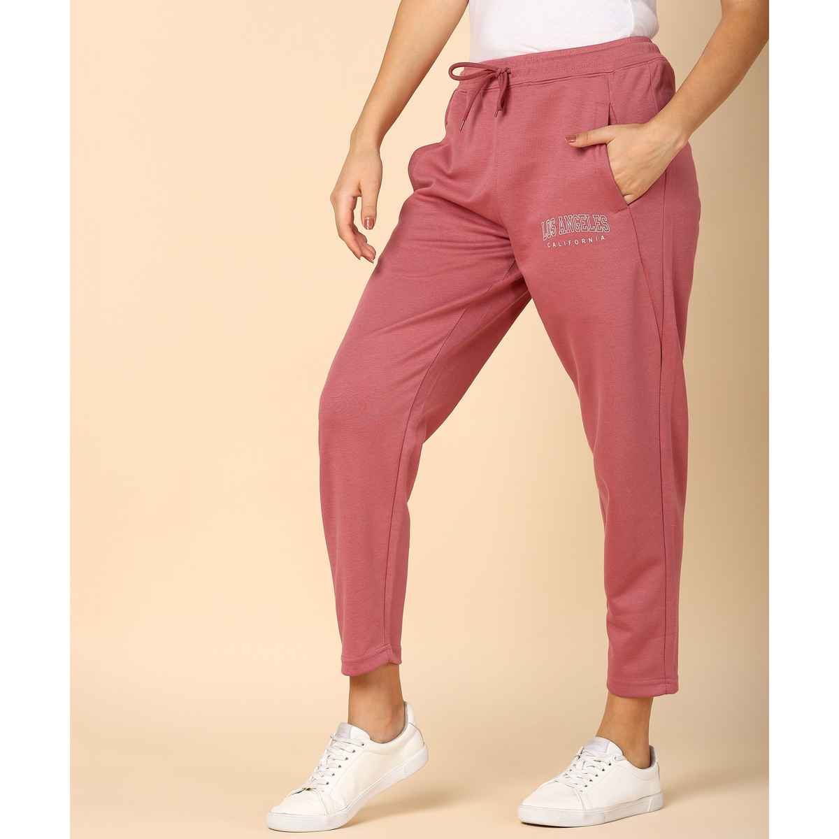 Alan Jones Women's Ankle-Length Cotton Trackpant | Comfort Fit | Heavy GSM Fabric | Pink - XL