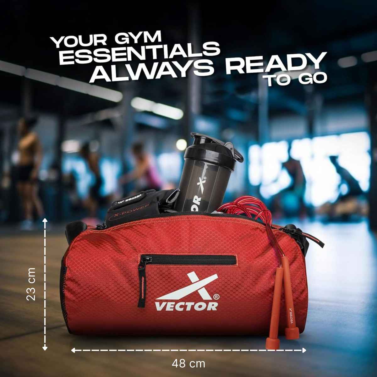 Vector X Unisex Textured Polyester 26 L Gym Bag | Red - Standard