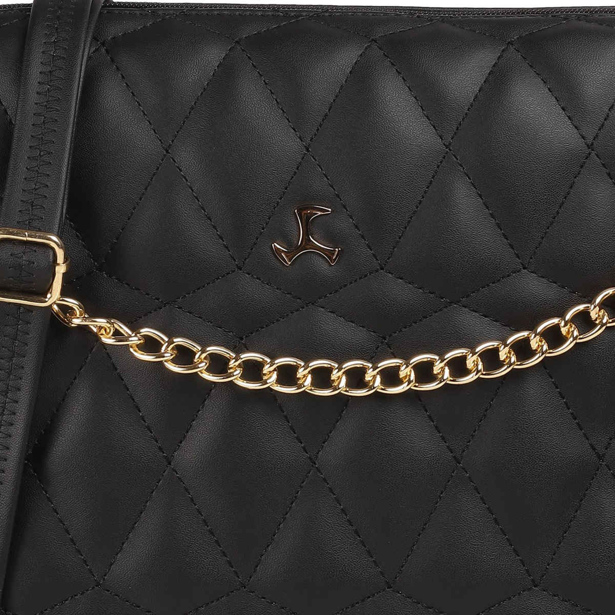 Mochi Black Synthetic Sling Bag for Women | 66-7673-11