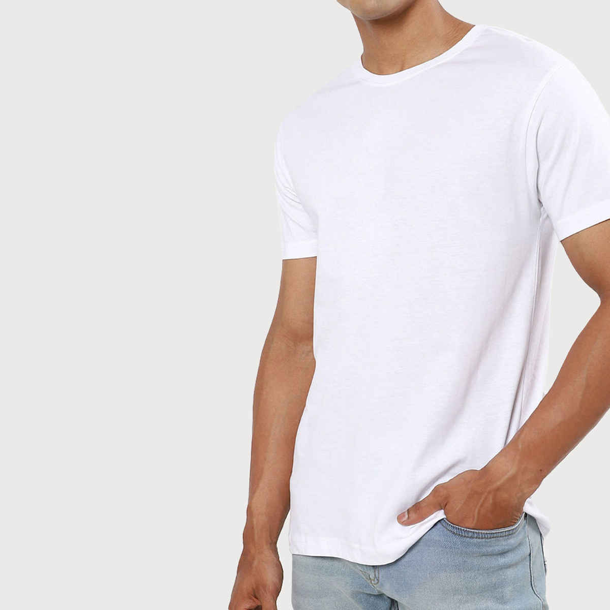 Mad Over Print Men's Cotton Solid T-Shirt | White - M