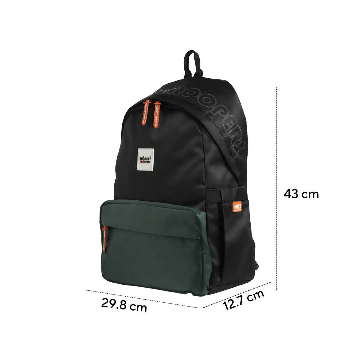 MONKEY TROOPERS Shaggy Backpack - 16L, Water-Resistant, 15 Inch Laptop, Quick Pockets | Black-D.Green