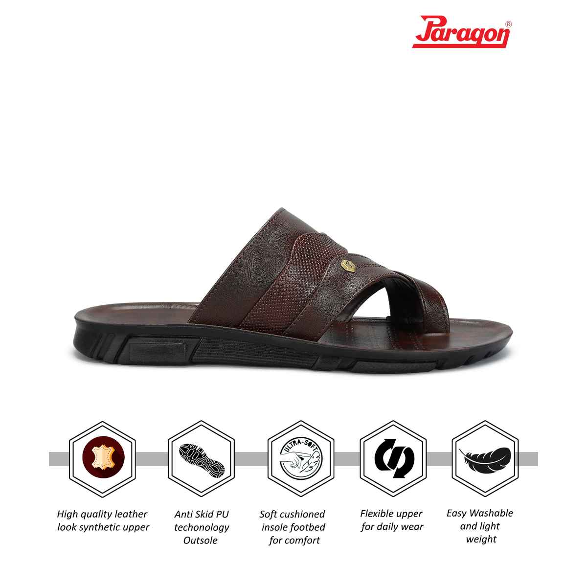 Paragon Men's Brown Pu Sandals PUK2237G UK 10