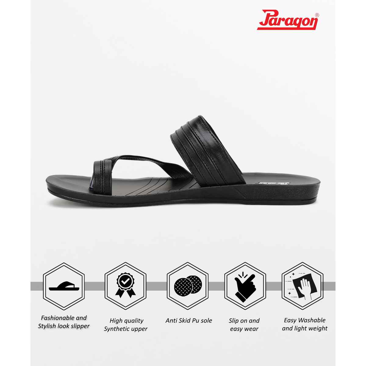 Paragon Men's Black Pu Sandals PUK2234G UK 9